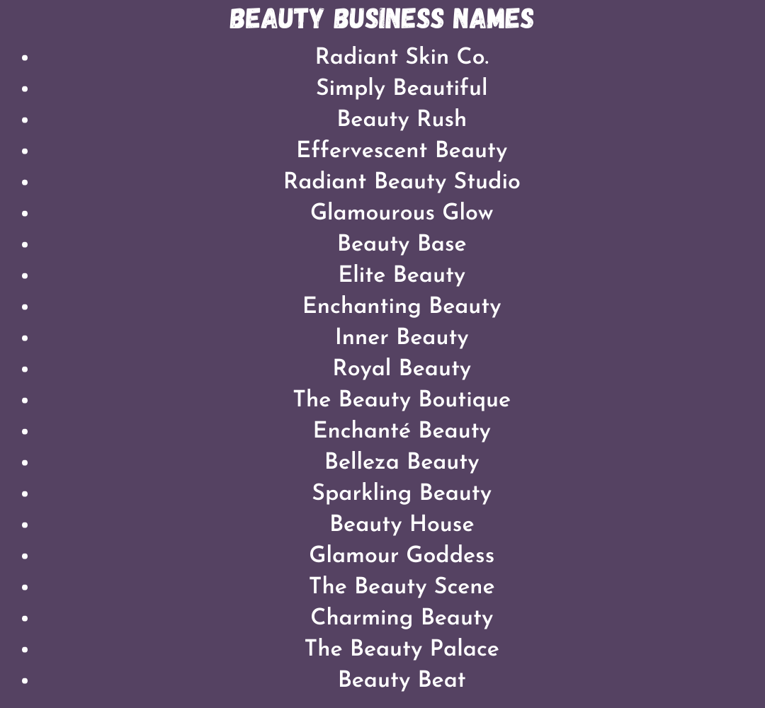 Beauty Business Names