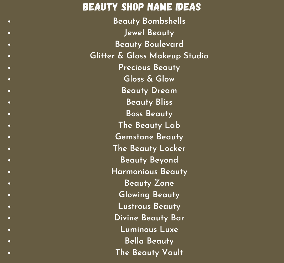 Beauty Shop Name Ideas