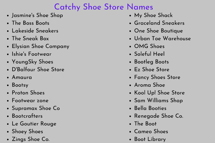 Shoe Store Names