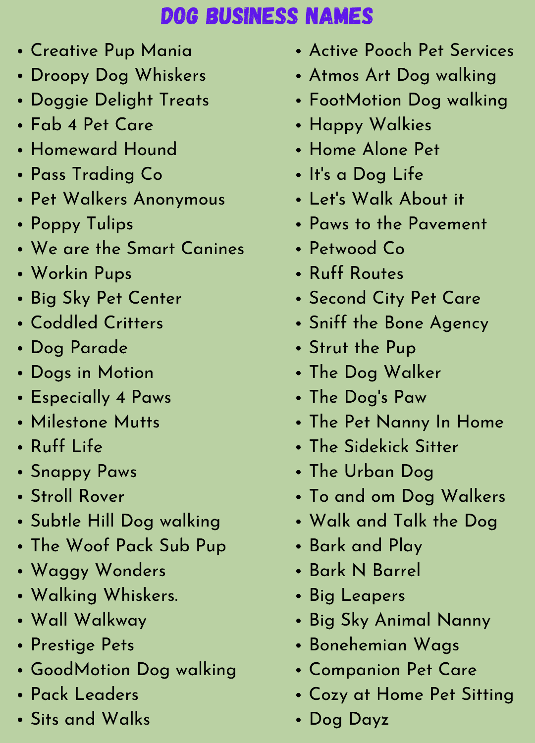 Dog Business Names