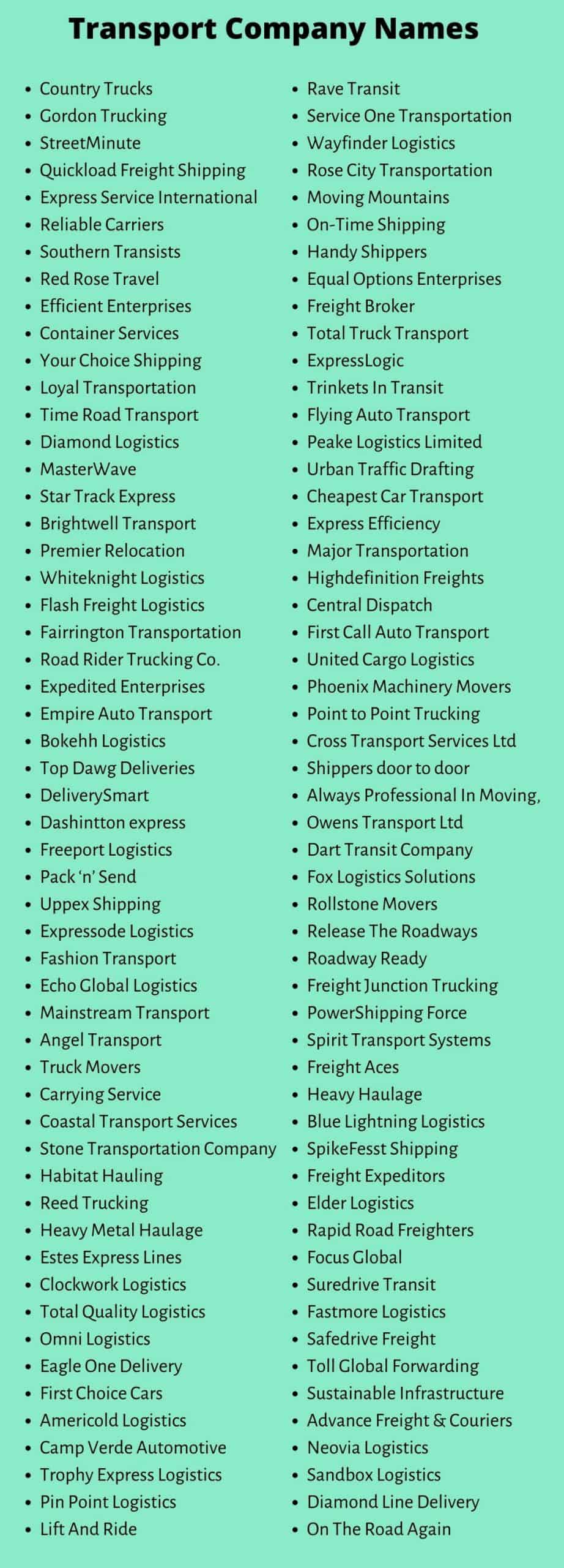 Logistics Company Names