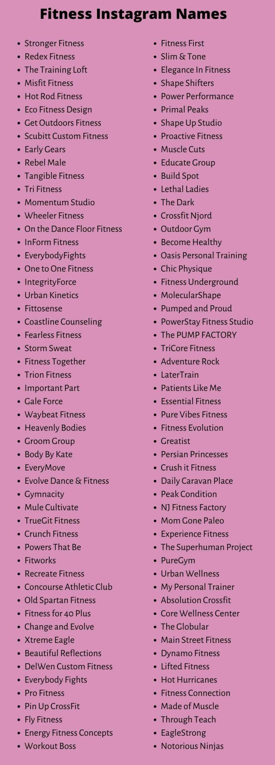 Fitness Instagram Names