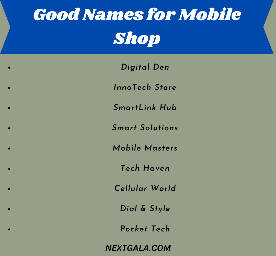 Good Names for Mobile Shop