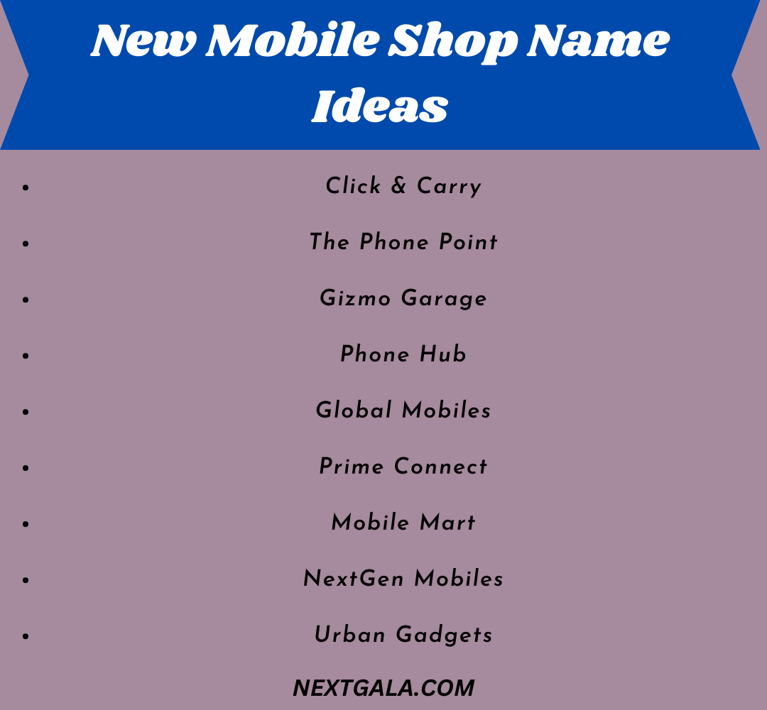 New Mobile Shop Name Ideas