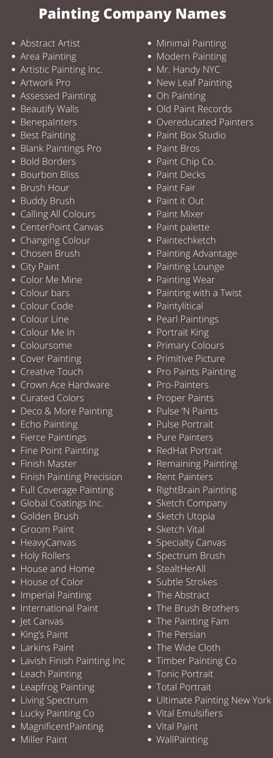 Painting Company Names