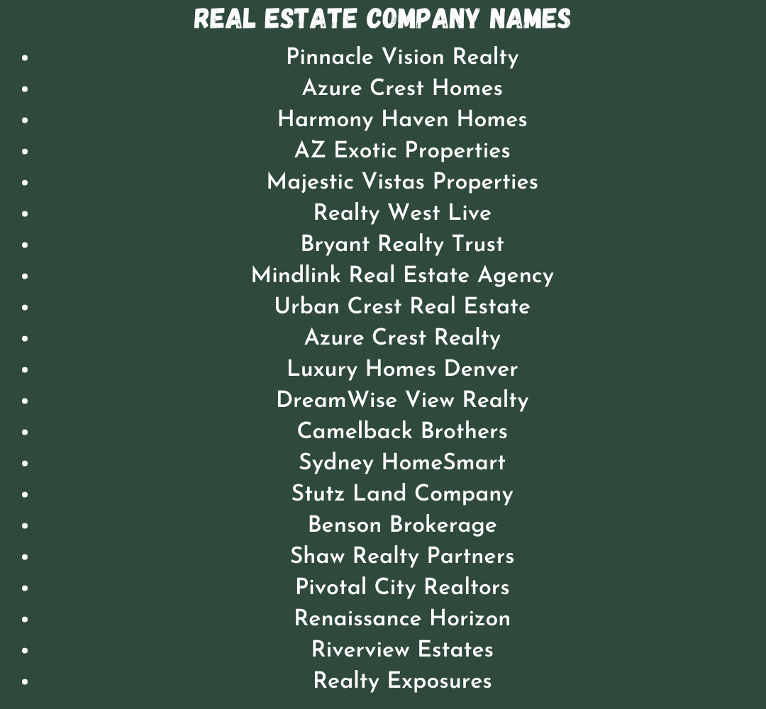 Real Estate Company Names