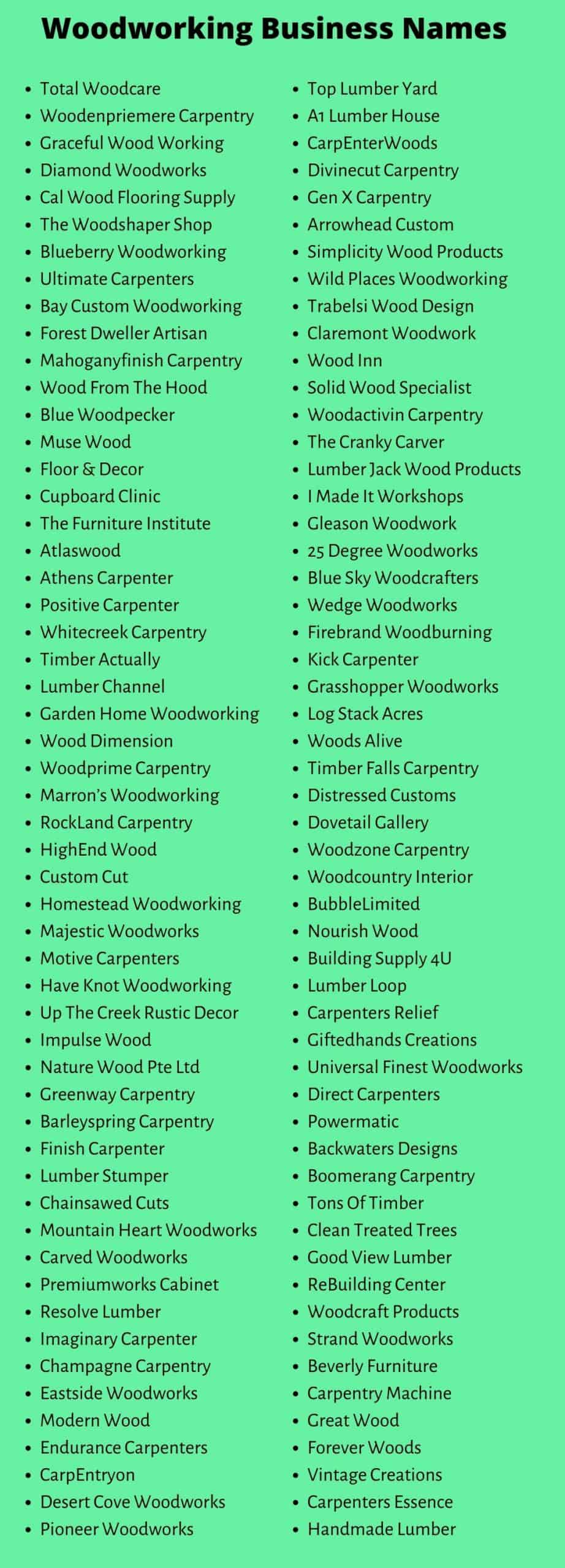 Woodworking Business Names