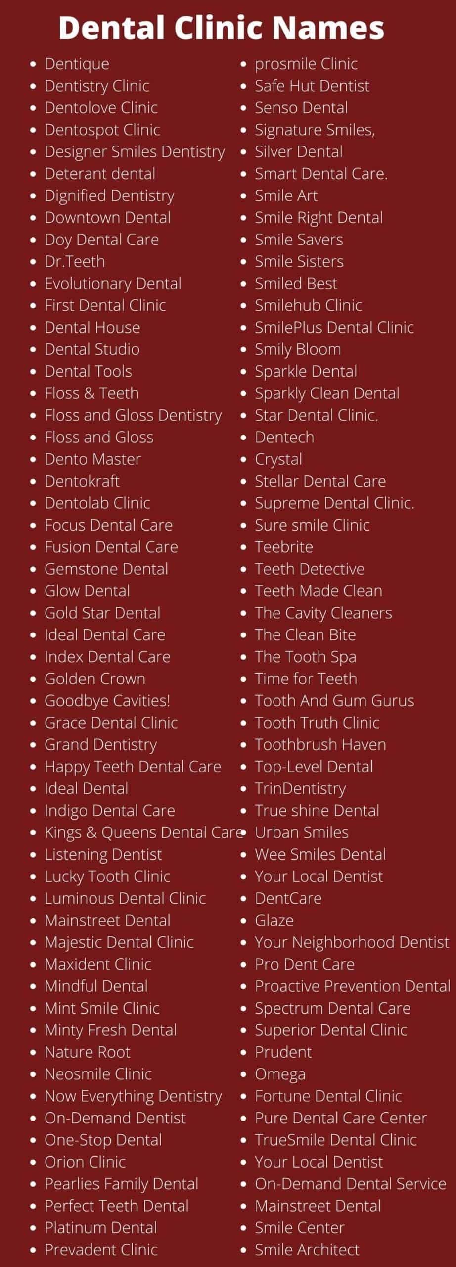 Dental Clinic Names