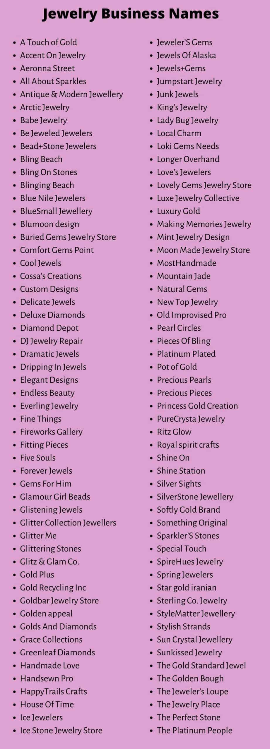 Jewelry Business Names