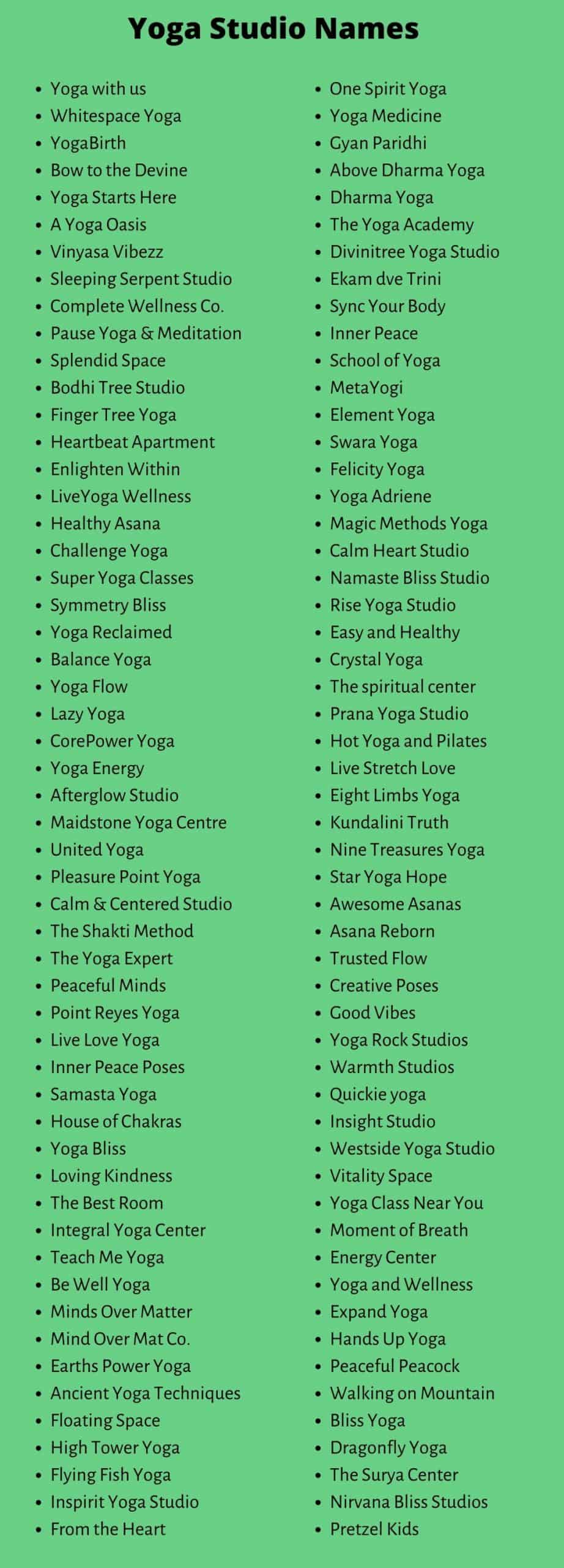 Yoga Studio Names