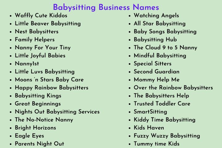 Babysitting Business Names