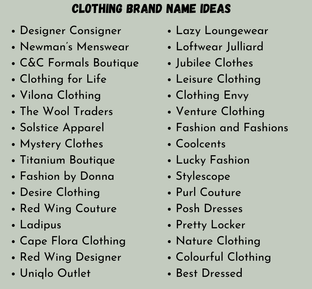 Clothing Brand Name Ideas