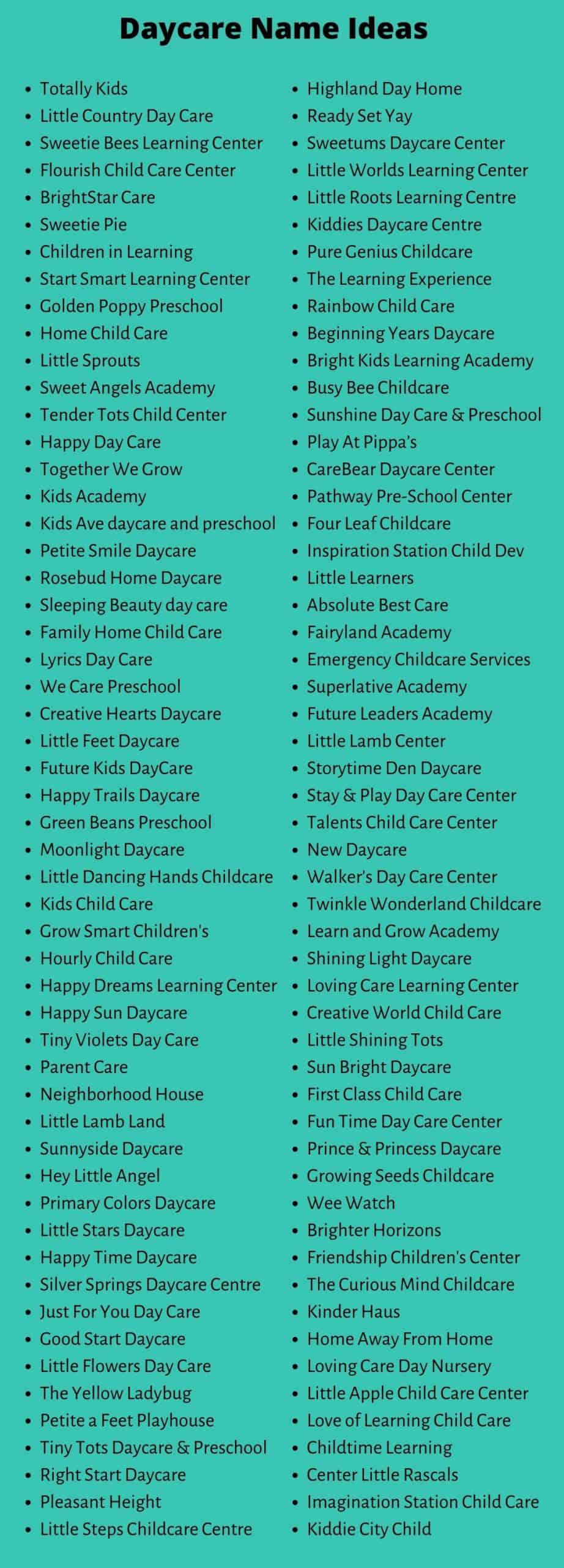 Daycare Names