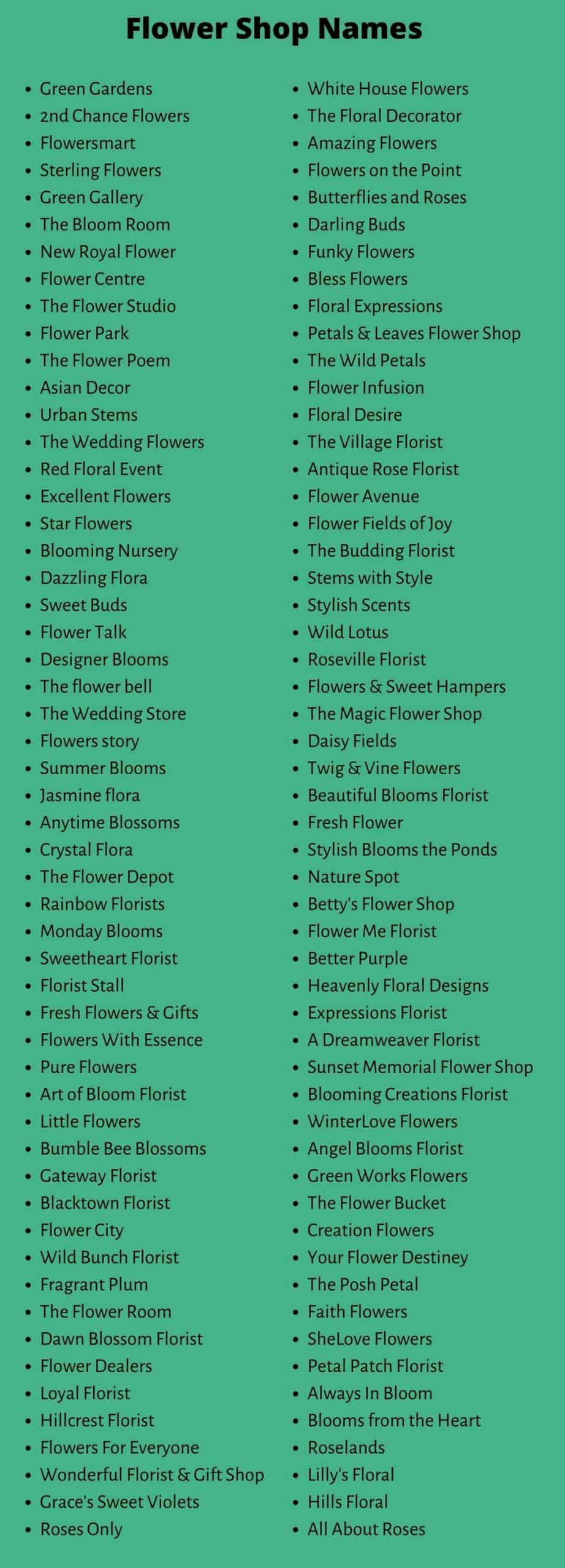 Flower Shop Names