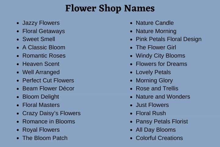 Flower Shop Names