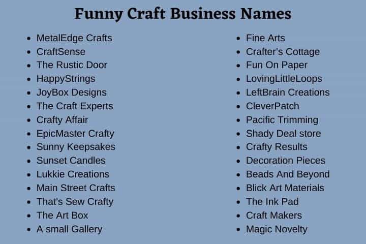 Funny Craft Business Names