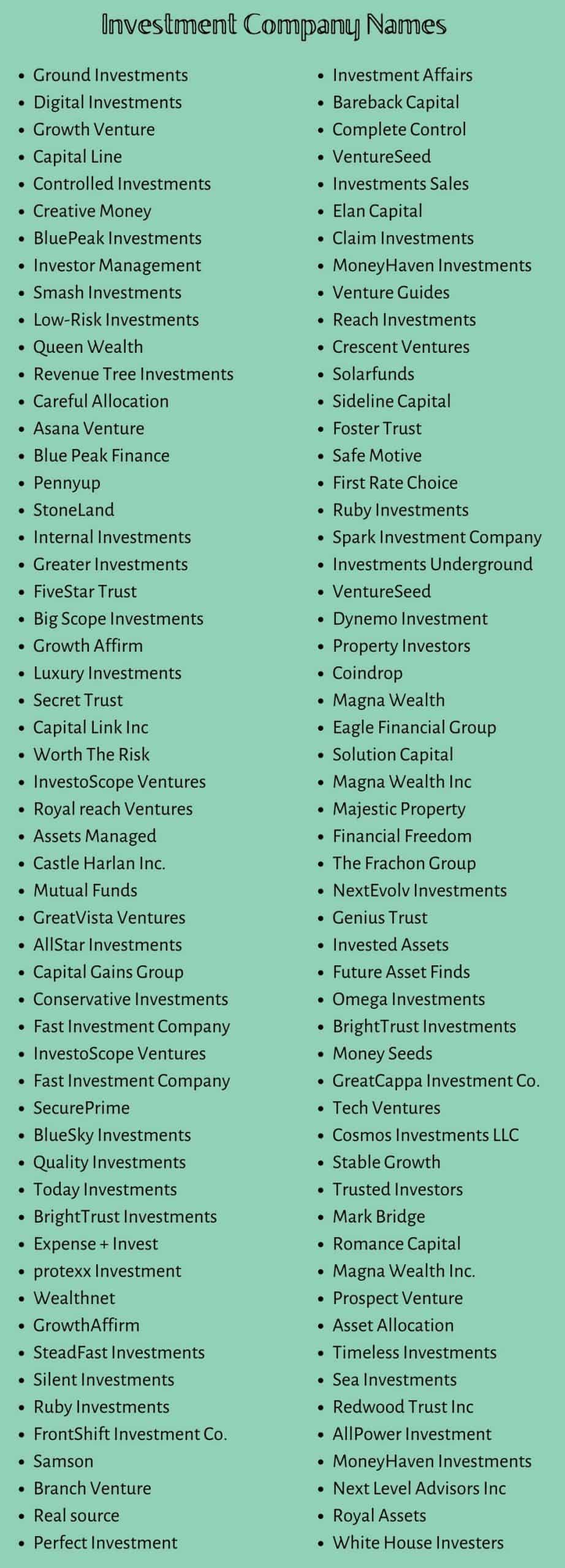 Investment Company Names