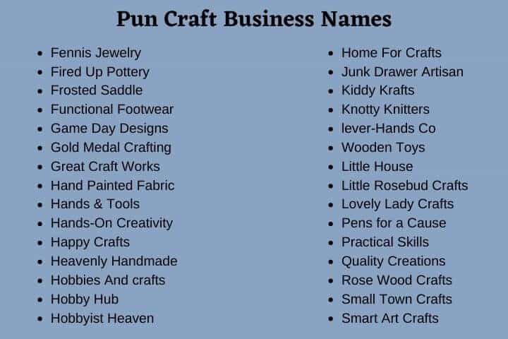 Pun Craft Business Names