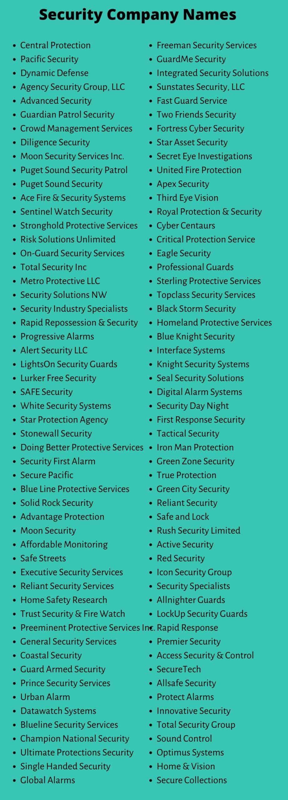 Security Company Names