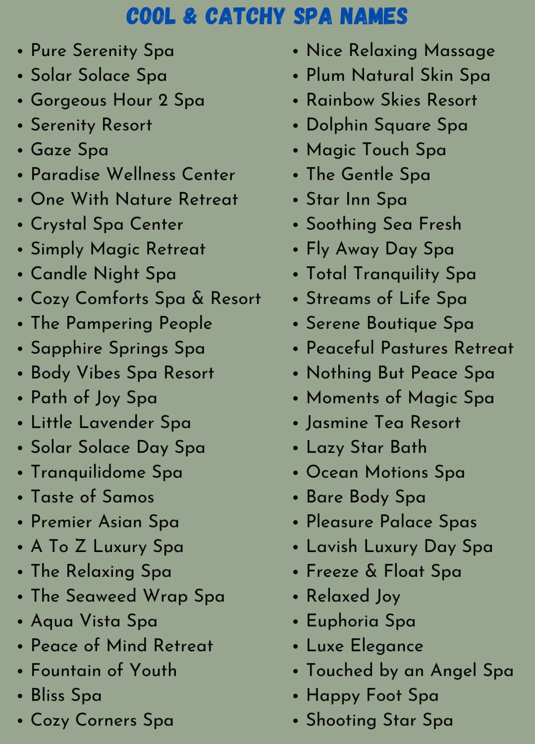 Spa Names