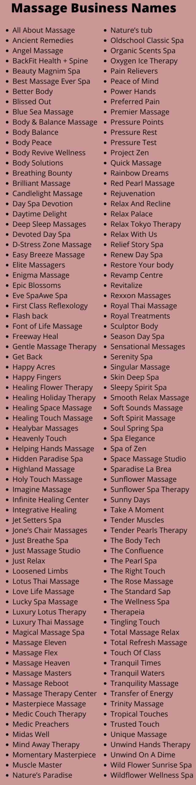 Massage Business Names