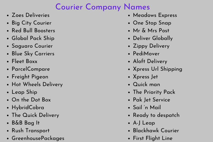 Courier Company Names