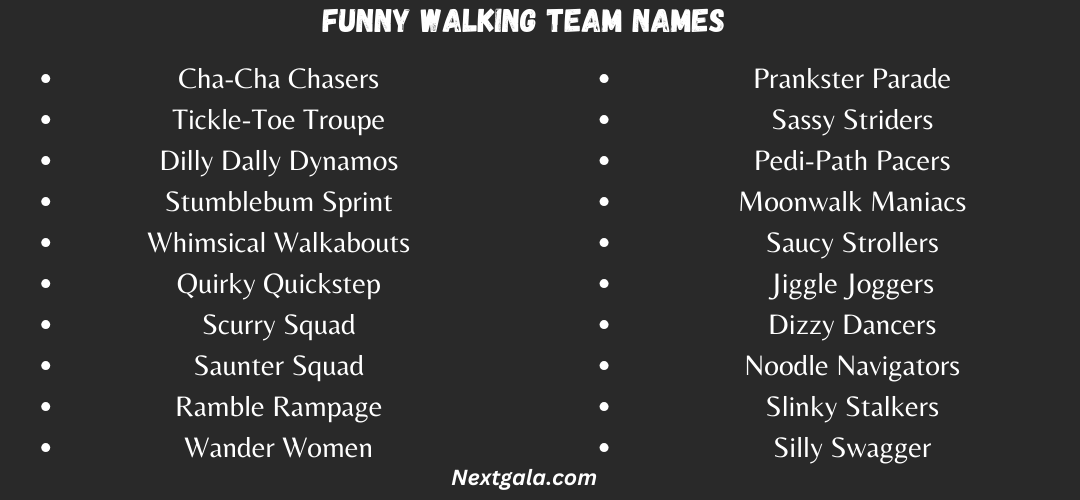 Funny Walking Team Names