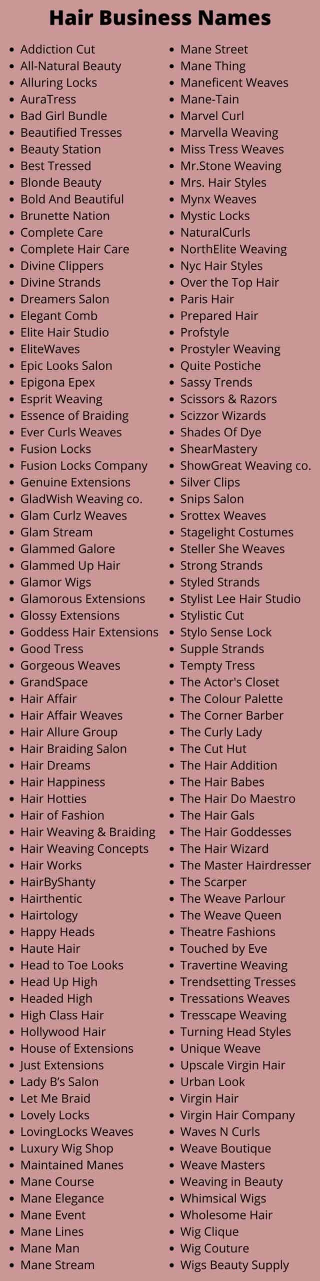 Hair Business Names