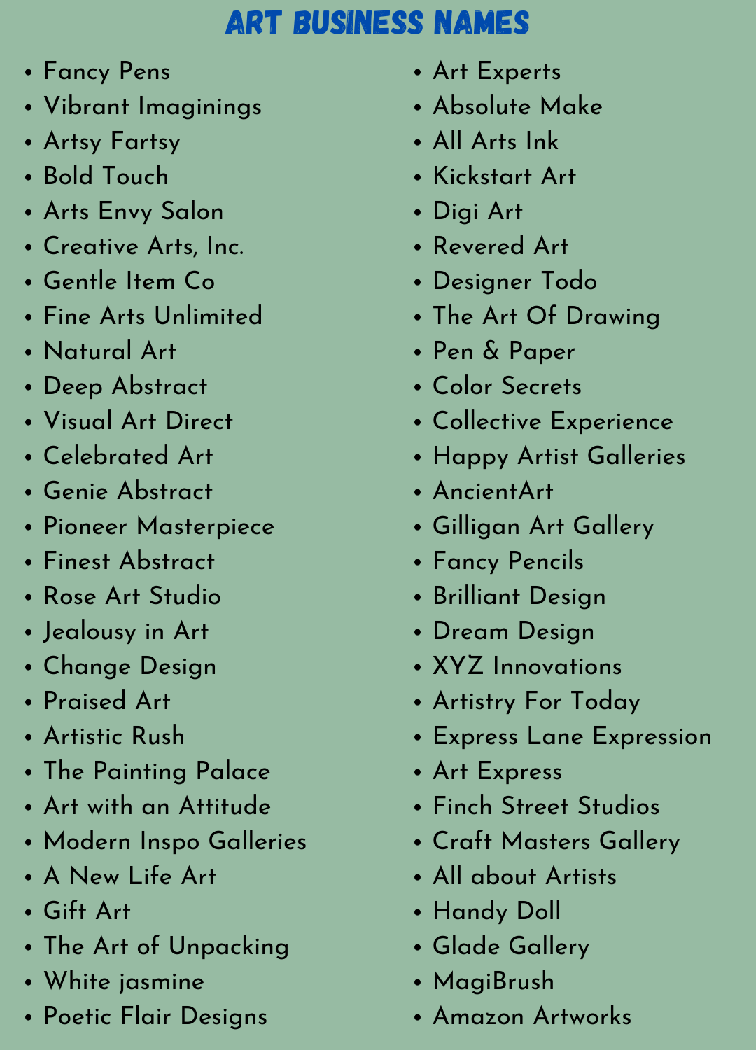 Art Business Names