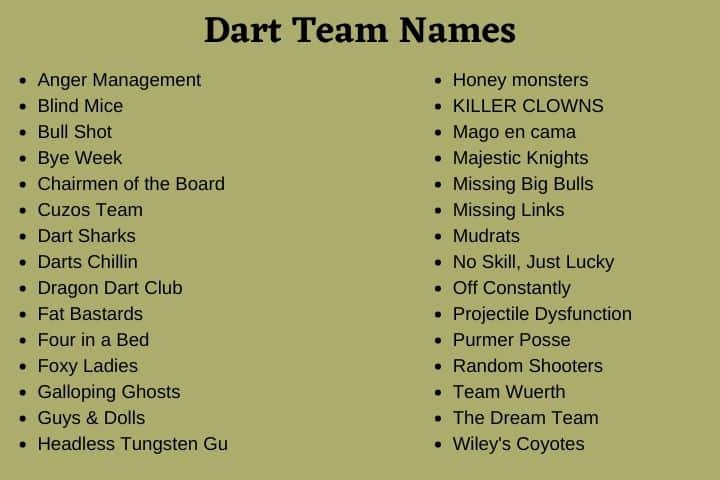 Dart Team Names