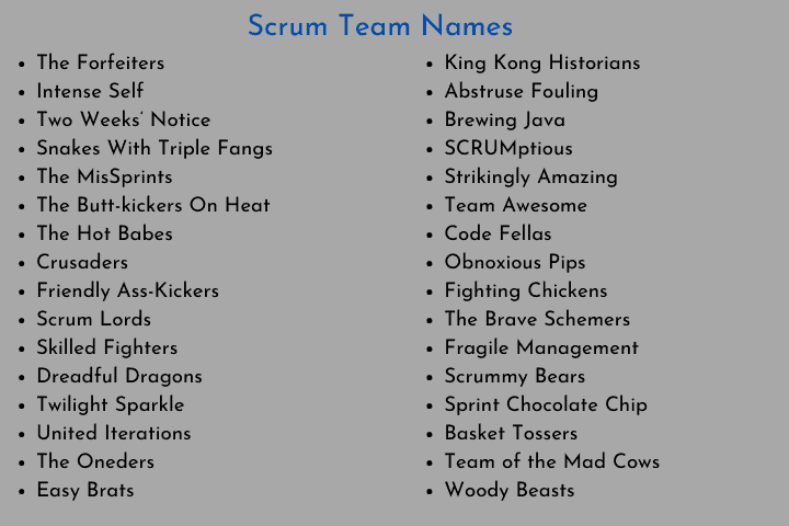 Scrum Team Names