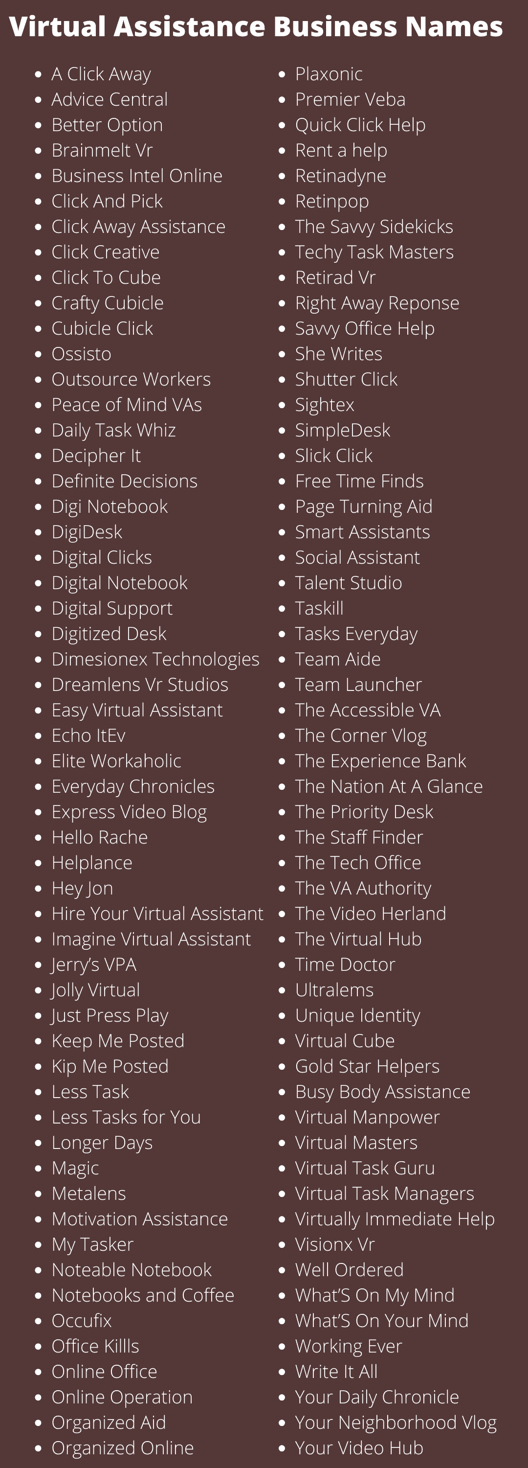 Virtual Assistance Business Names