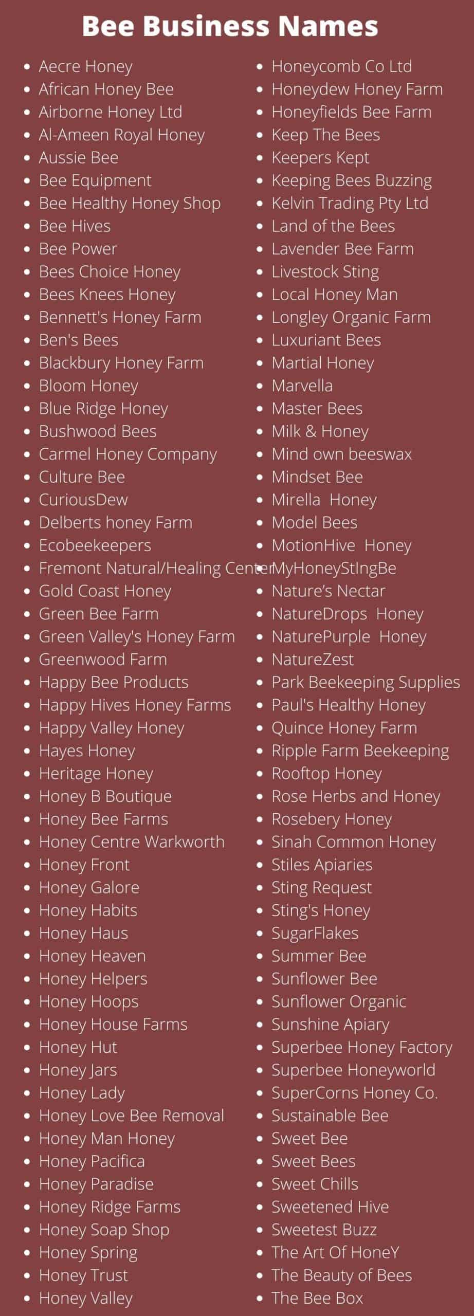 Bee Business Names