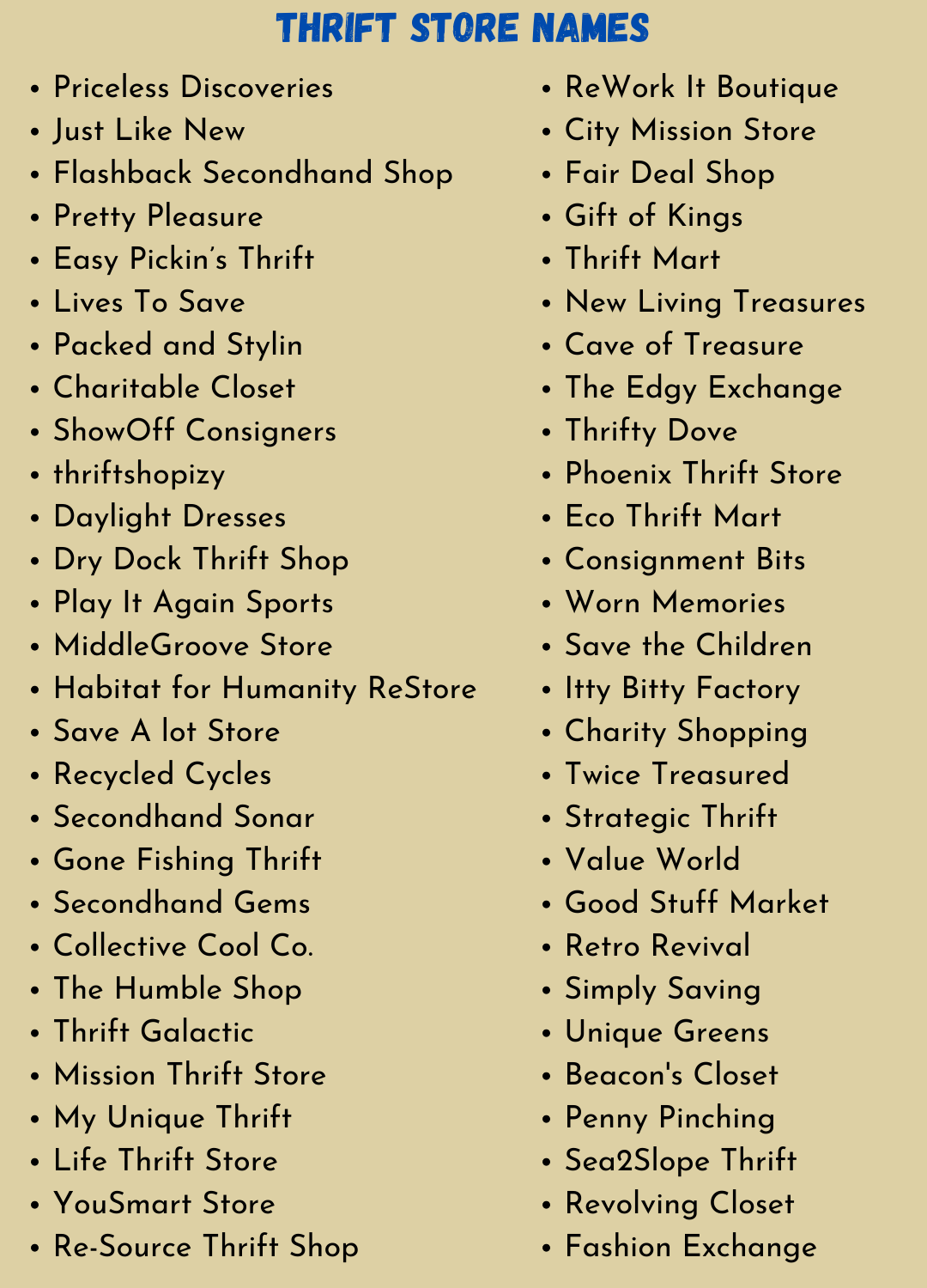 Thrift Store Names