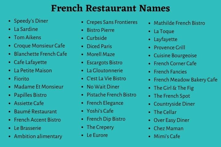 French Restaurant Names