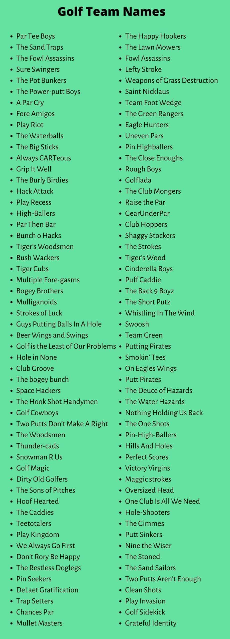 Golf Team Names