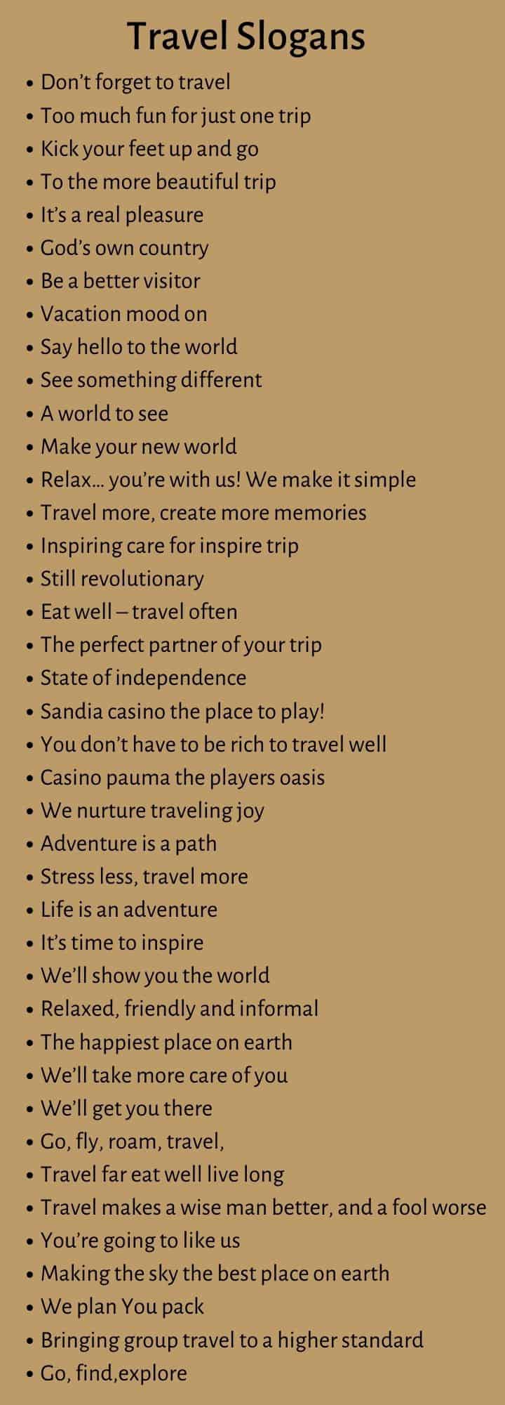 Travel Slogans