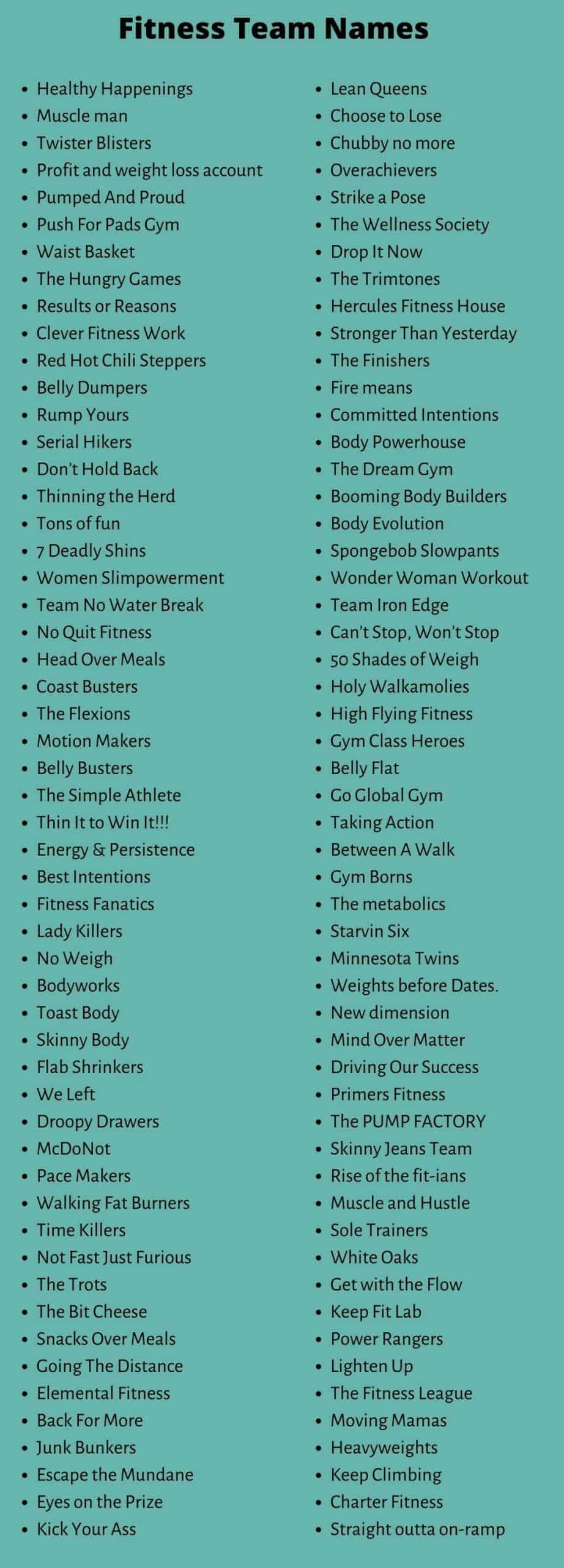 Fitness Team Names