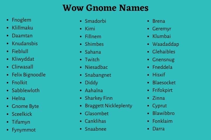 Gnome Names