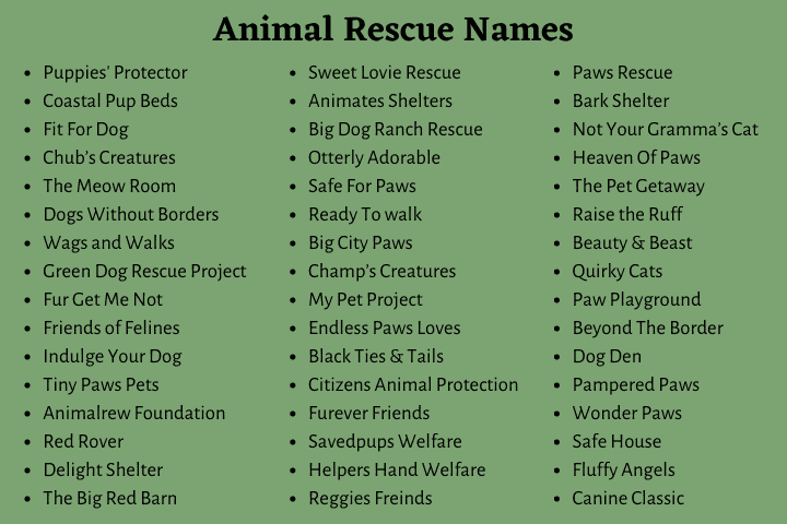 Animal Rescue Names