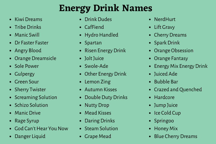 Energy Drink Names