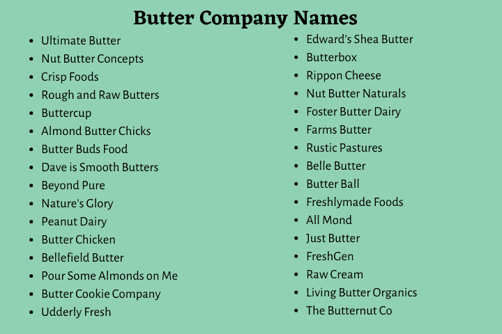 Butter Company Names