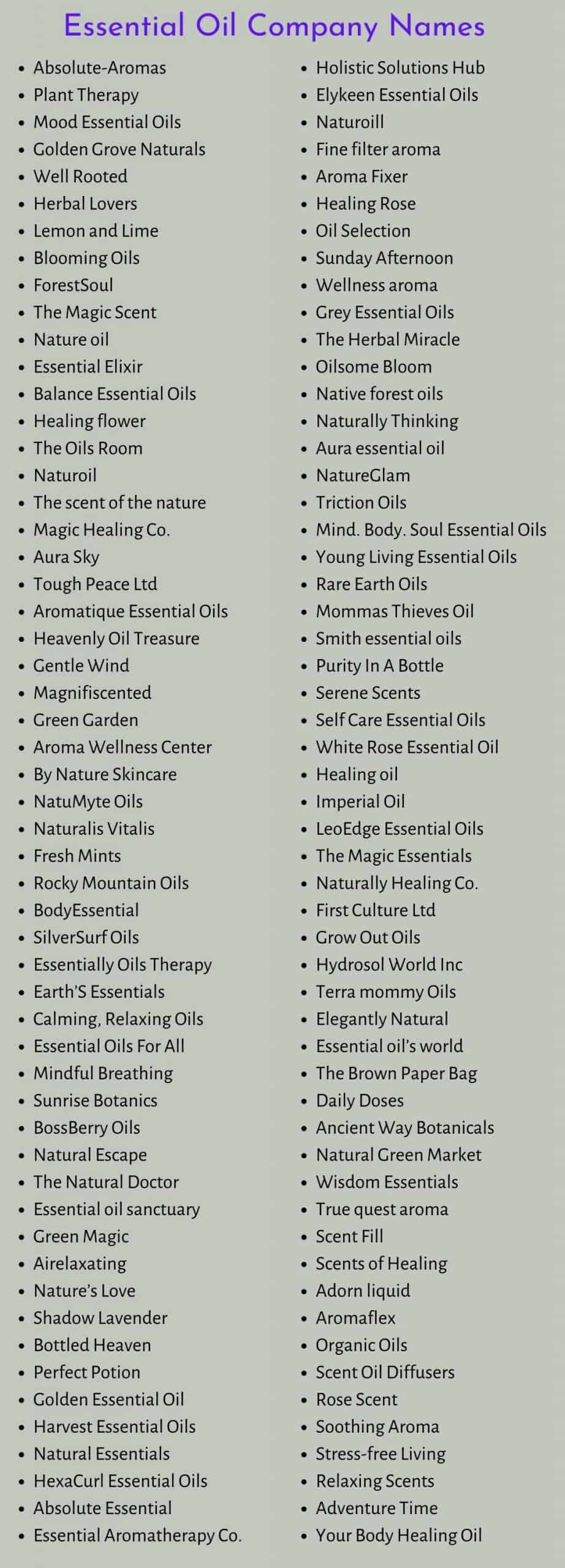 Essential Oil Company Names