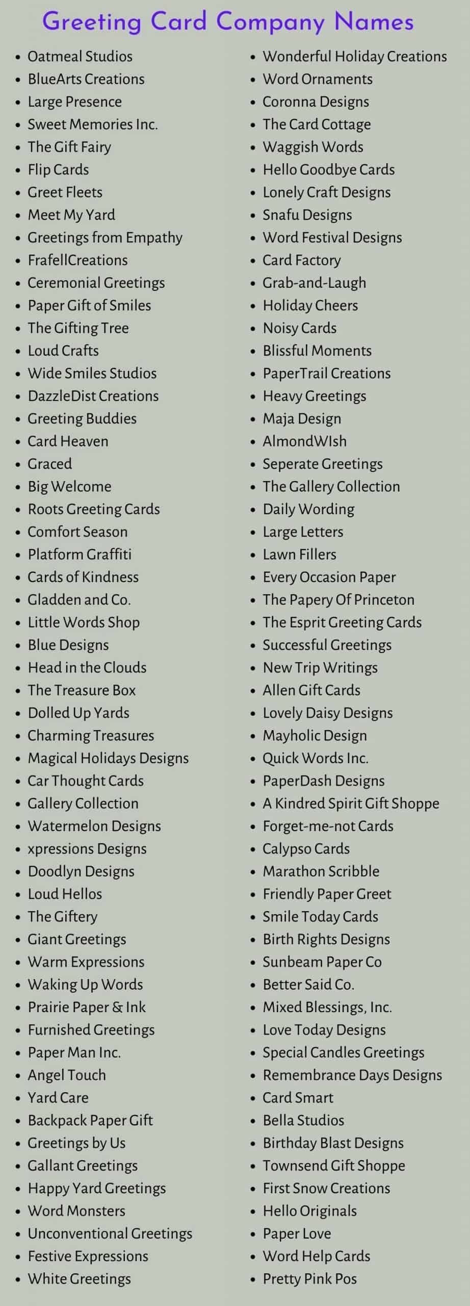  Card Company Names