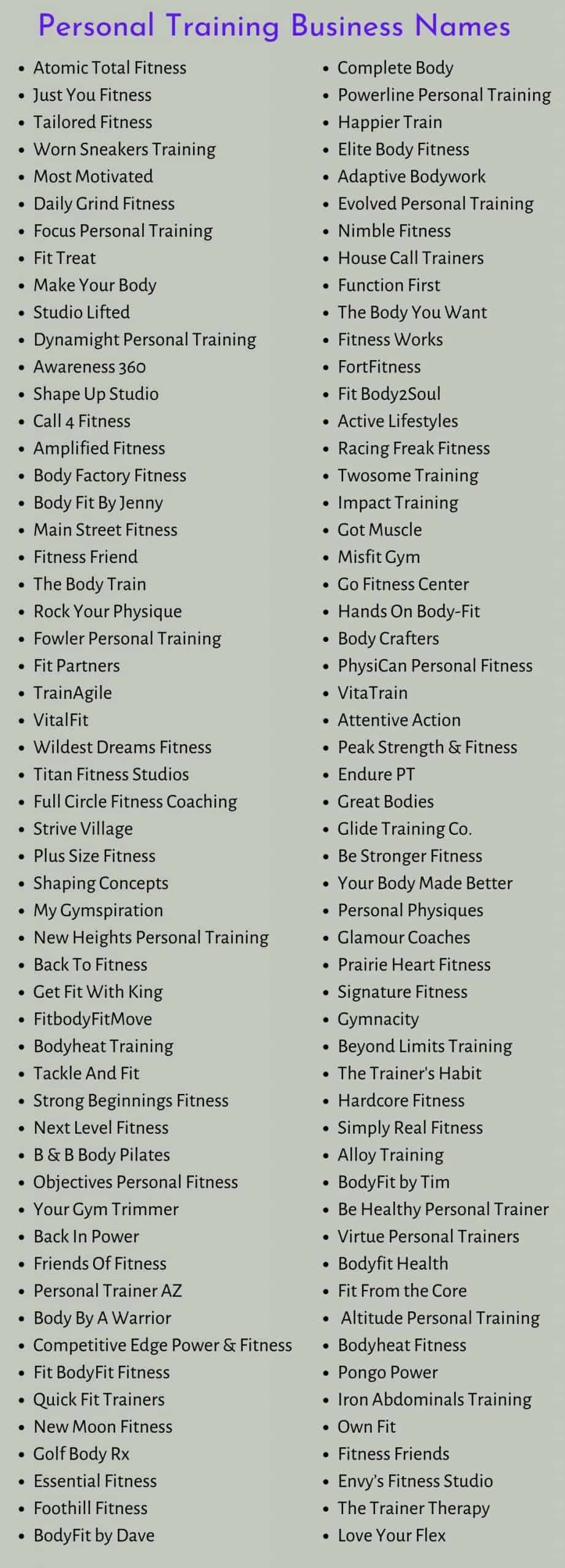 Personal Training Business Names