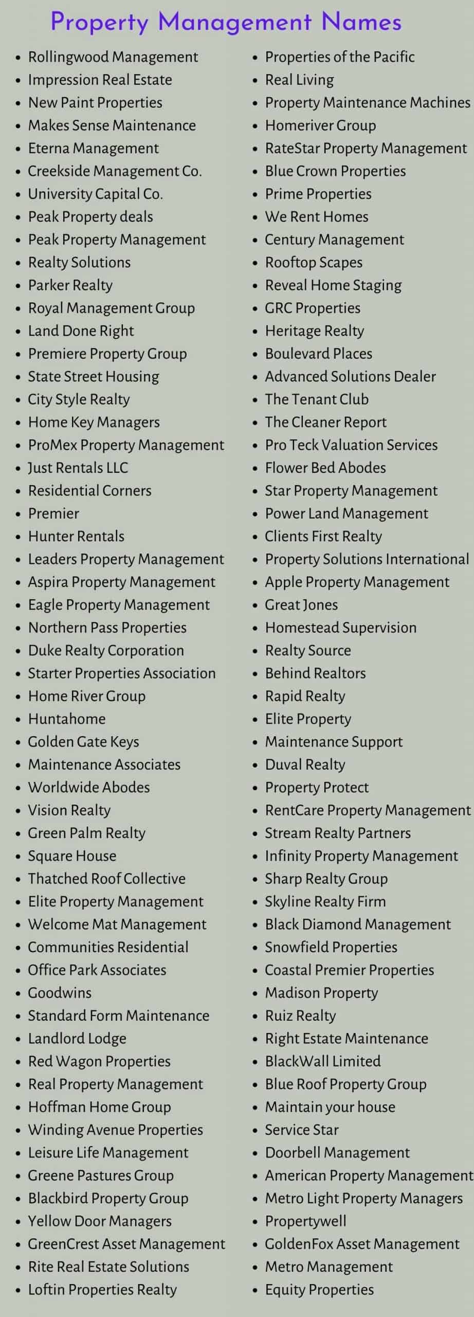 Property Management Names