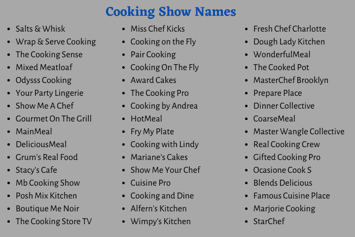 Cooking Show Names