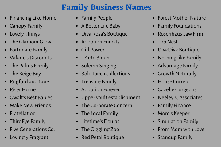 Family Business Names