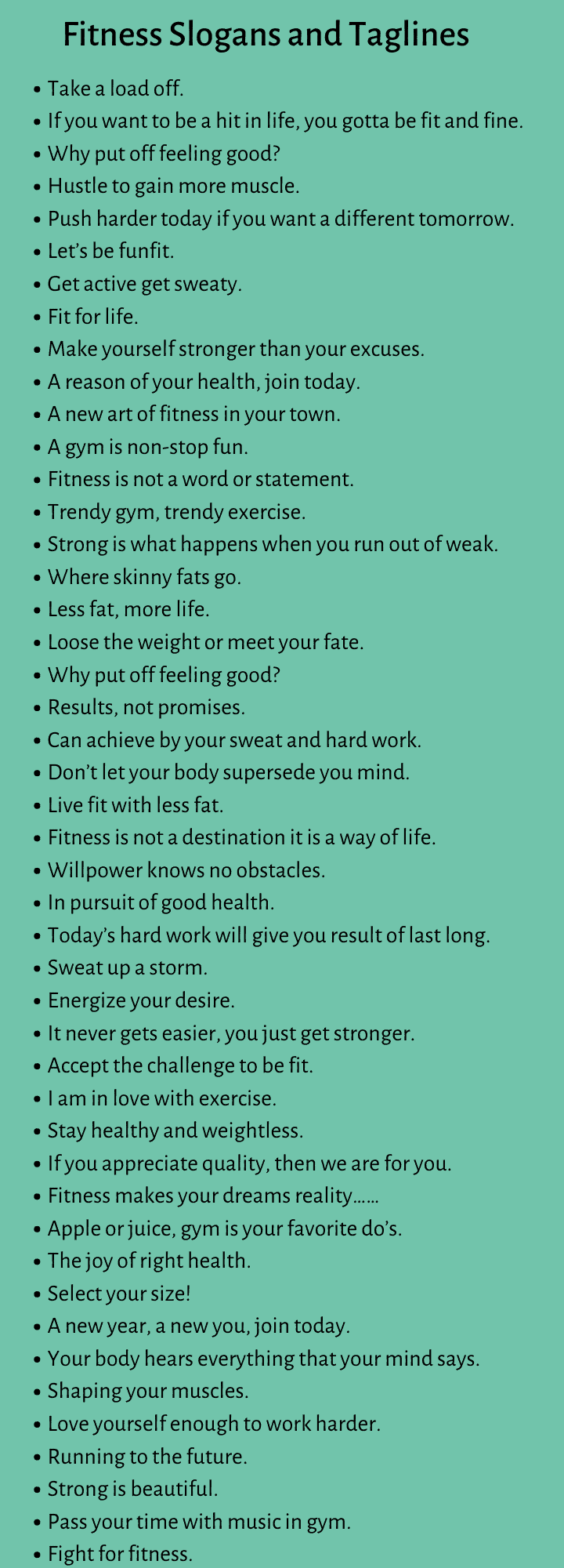 Fitness Slogans