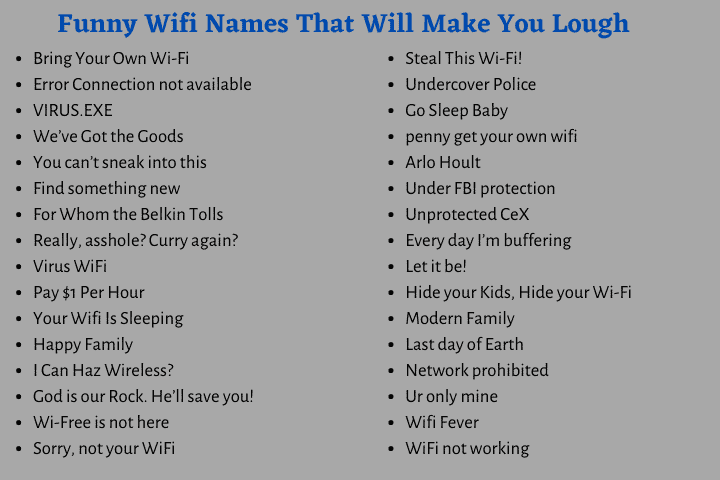 Funny Wifi Names